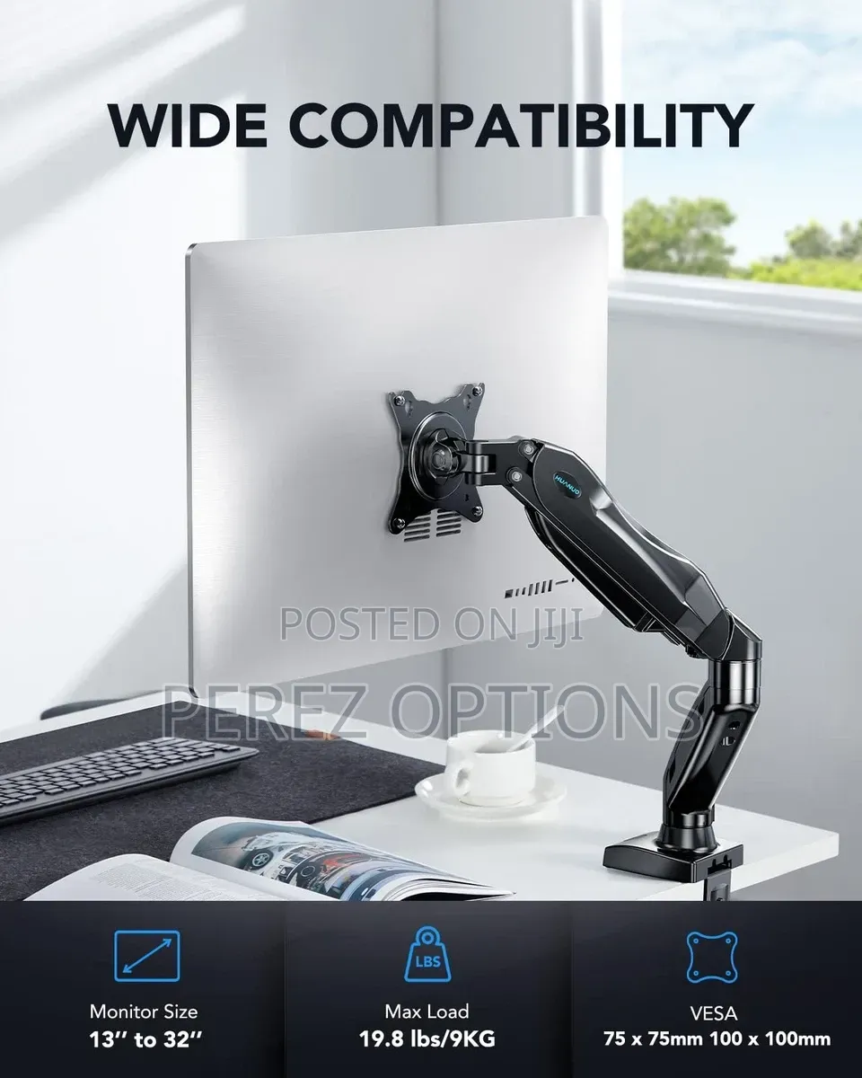 Single Monitor Arm Desk Mount for 13 to 32 Inch, Black