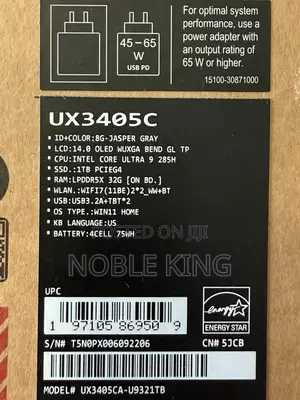 New Laptop Asus Zenbook 14 UX434 32GB Intel Core Ultra 9 SSD 1T