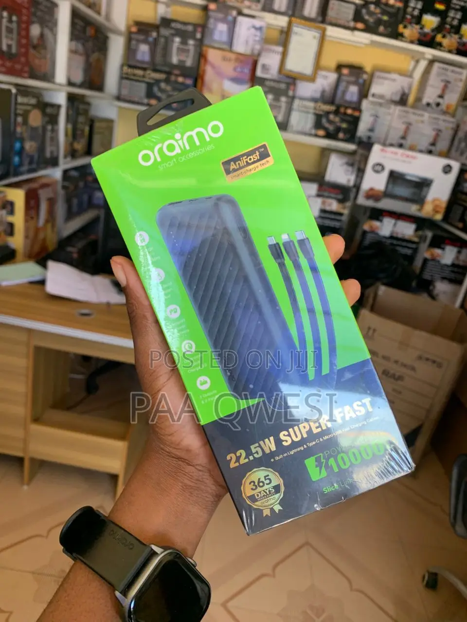 Oraimo 10000mah Power Bank 22.5w – Built-in Cables Fast Charge