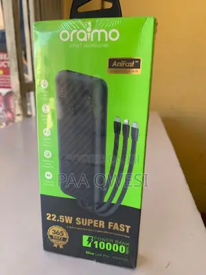 Oraimo 10000mah 22.5w Fast Power Bank With Cables – Portable