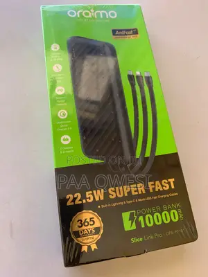 Oraimo 10000mah 22.5w Fast Power Bank With Cables – Portable