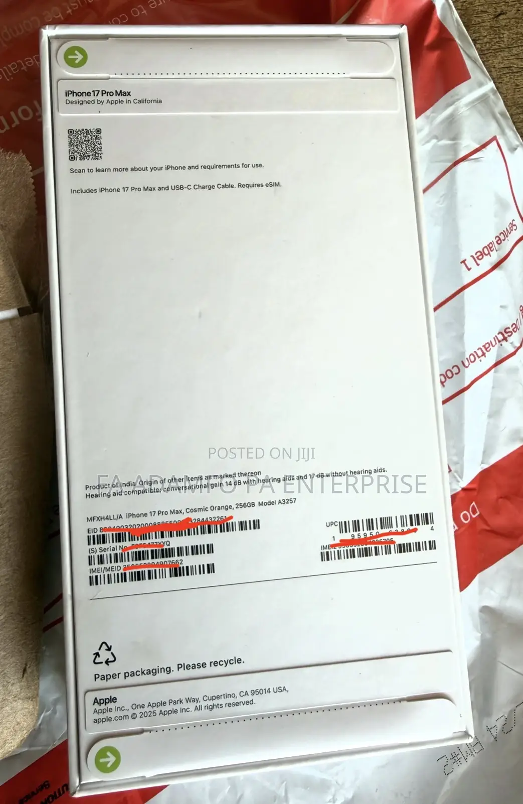 New Apple iPhone 17 Pro Max 256 GB Orange