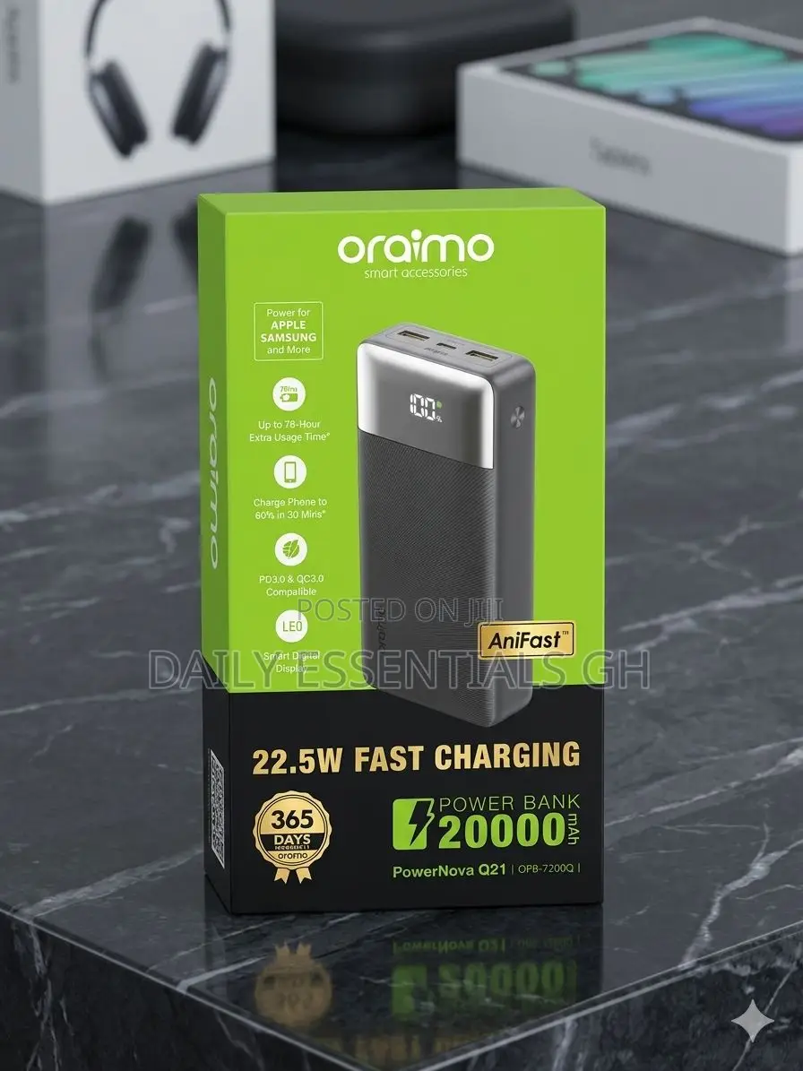 Oraimo 20000mah Super Fast Charger 22.5w – Portable Power Bank
