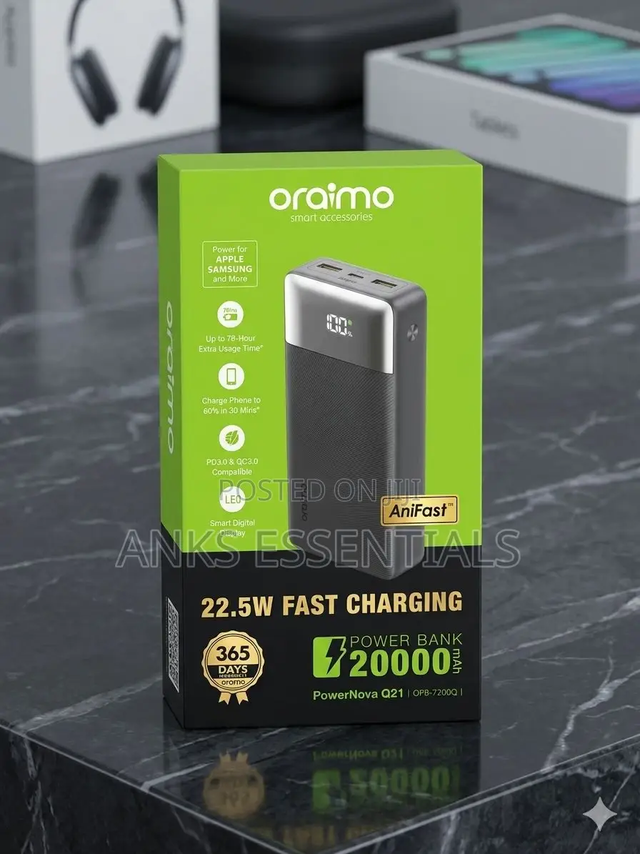 Oraimo 20000mah Super Fast Charger 22.5w – Portable Power Bank
