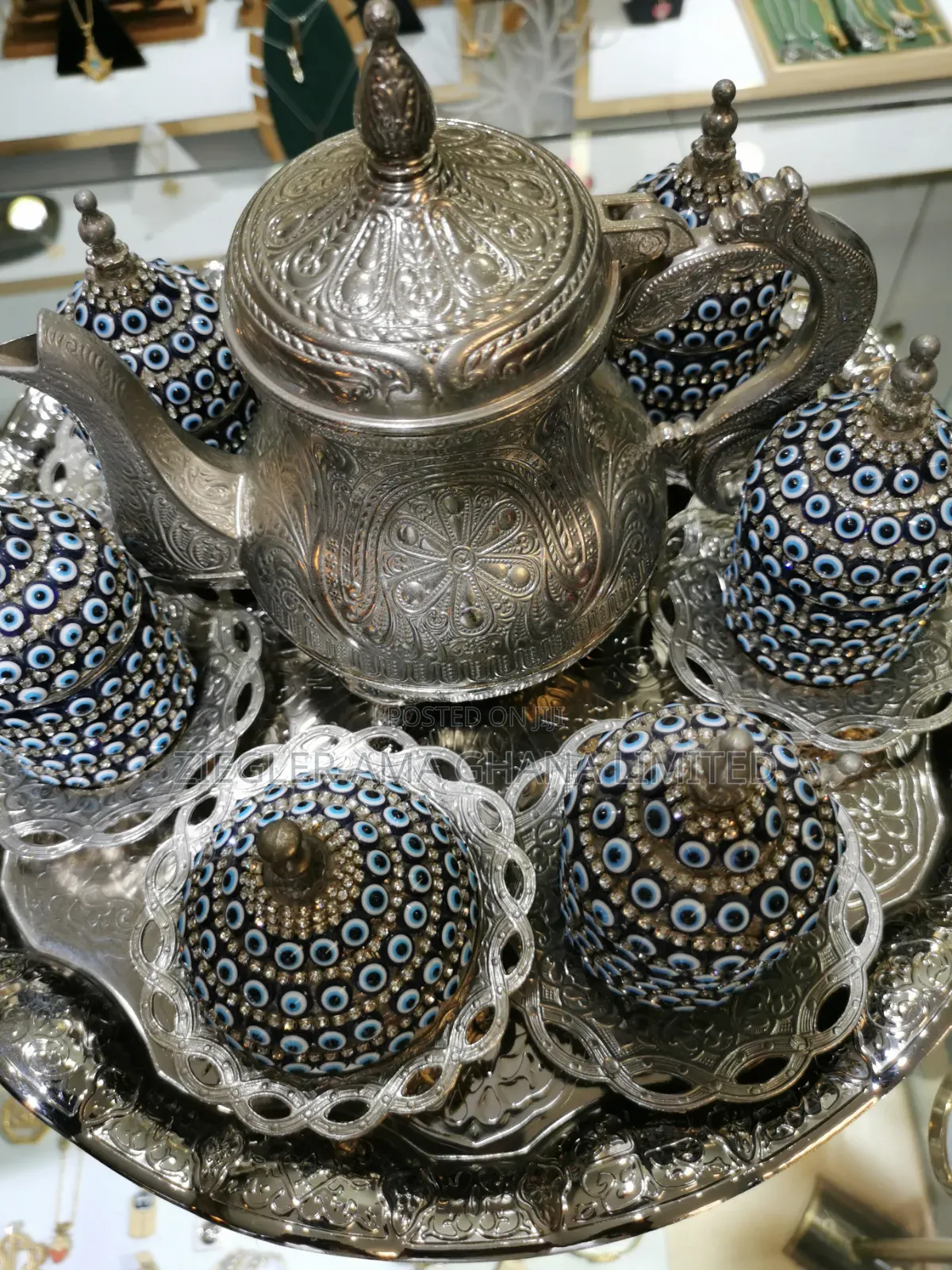 Arabic Tea/Coffee Set. Blue Eyes and Crystals