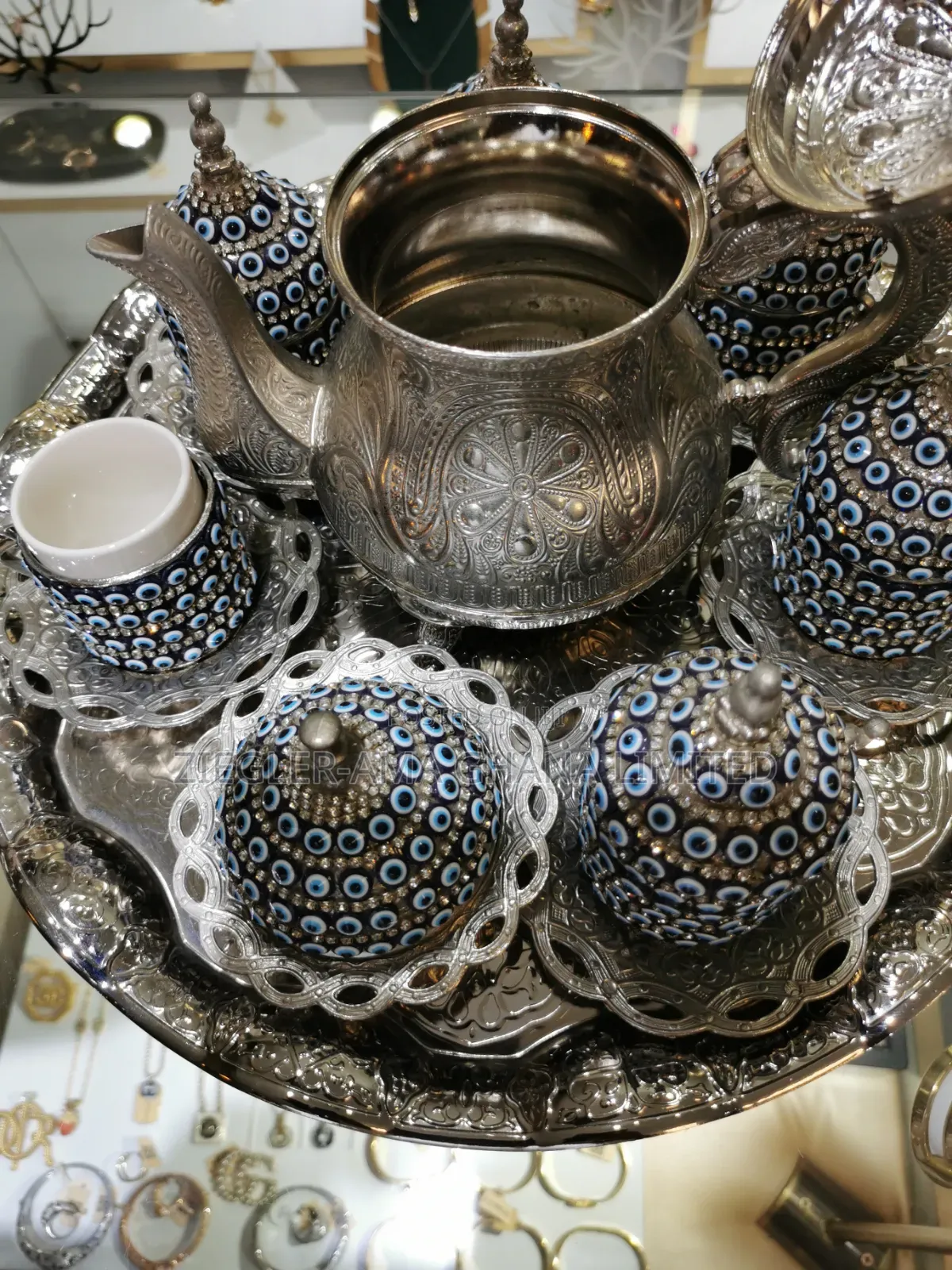 Arabic Tea/Coffee Set. Blue Eyes and Crystals