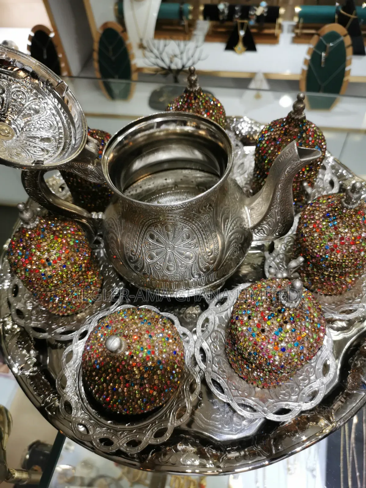 Arabic Tea/Coffee Set. Blue Eyes and Crystals
