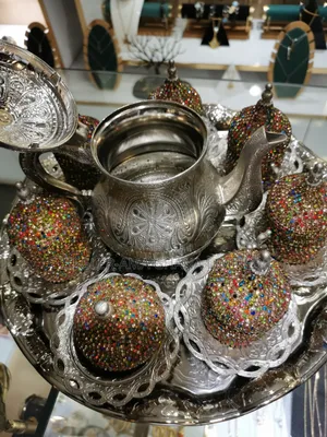 Arabic Tea/Coffee Set. Blue Eyes and Crystals