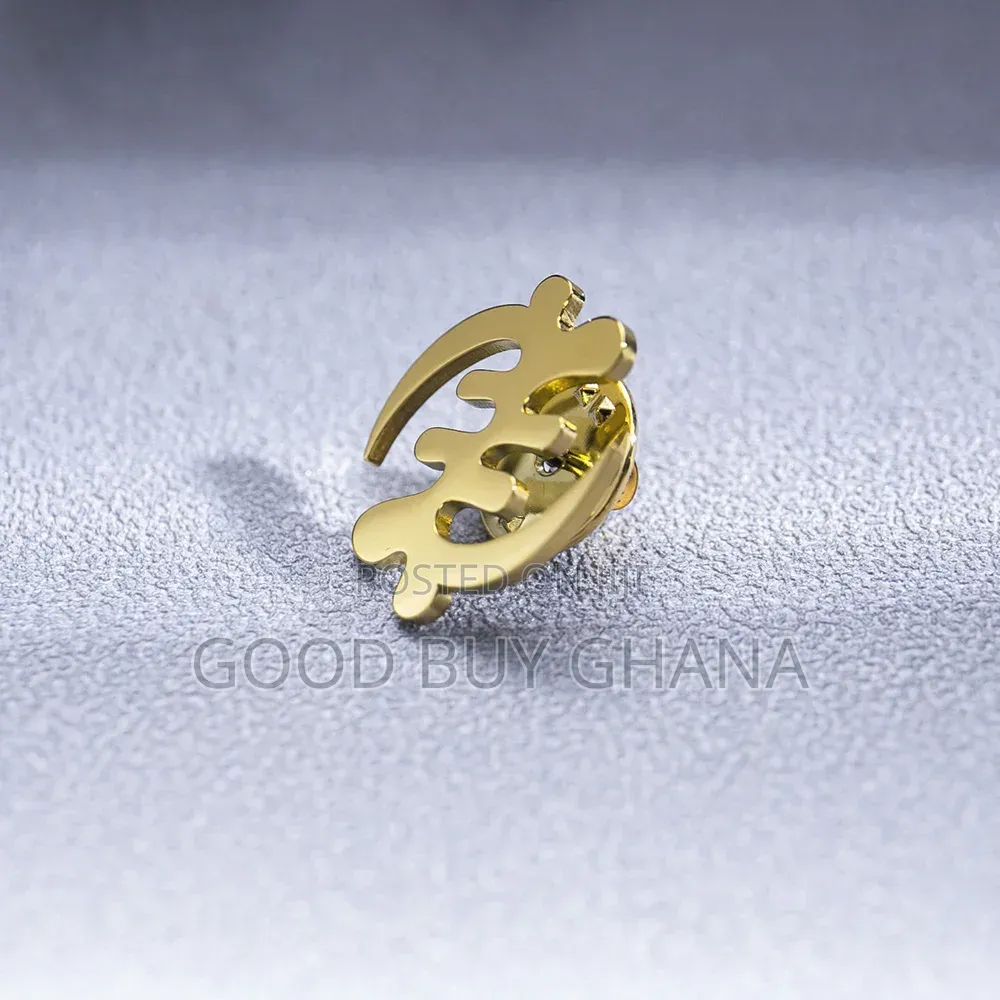 Gye Nyame Adinkra Label Pin Gold Silver Black
