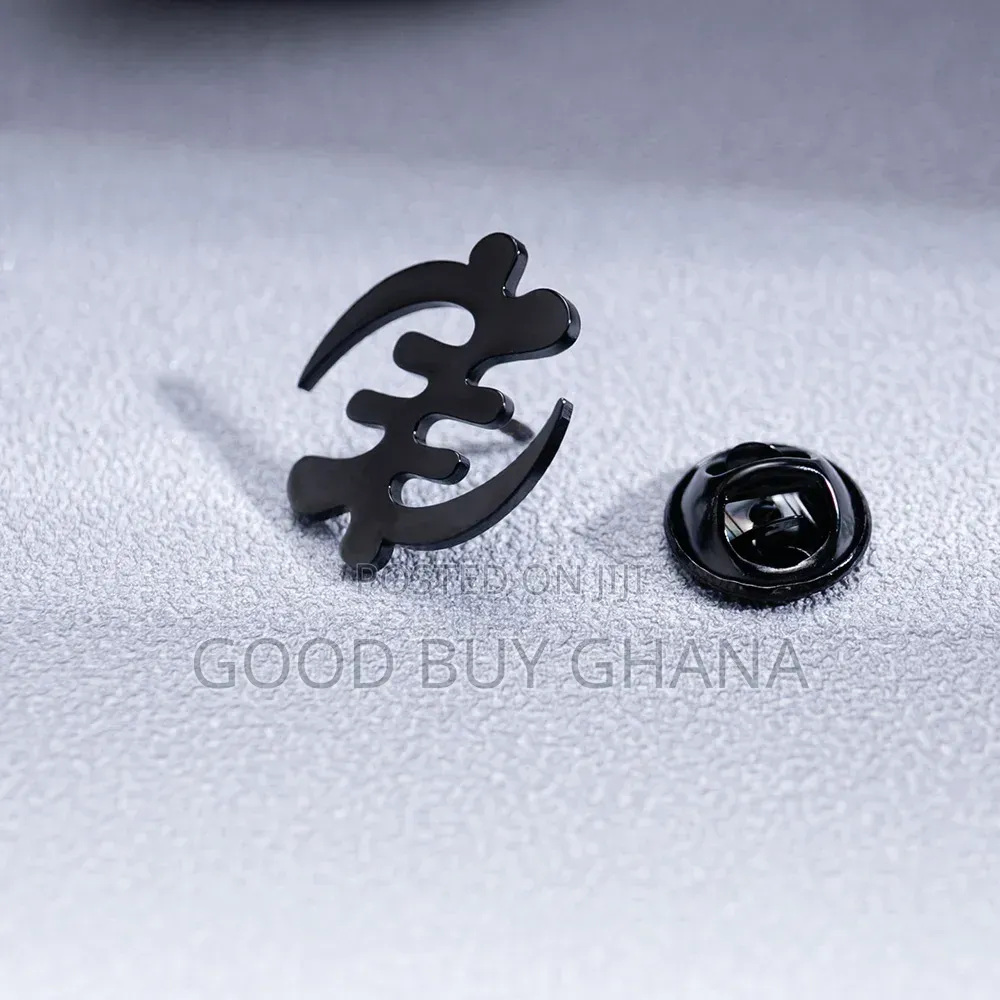 Gye Nyame Adinkra Label Pin Gold Silver Black