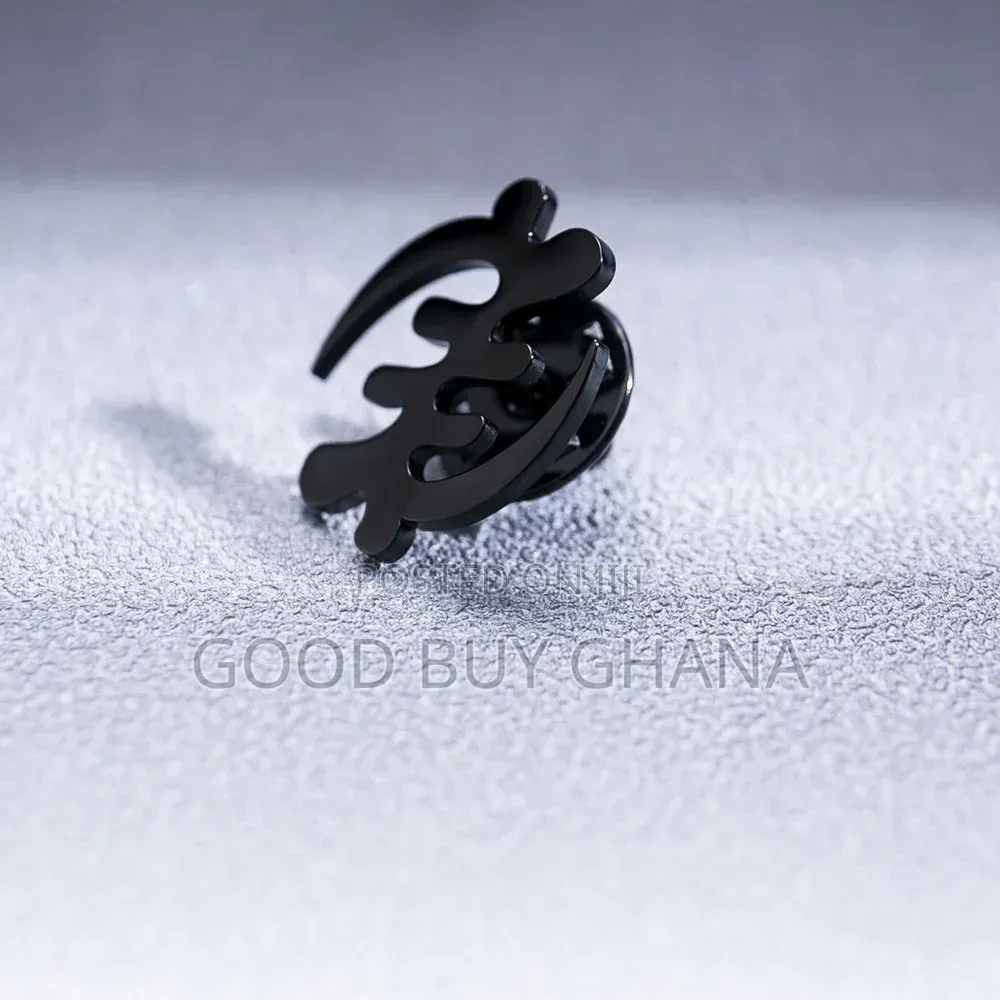 Gye Nyame Adinkra Label Pin Gold Silver Black