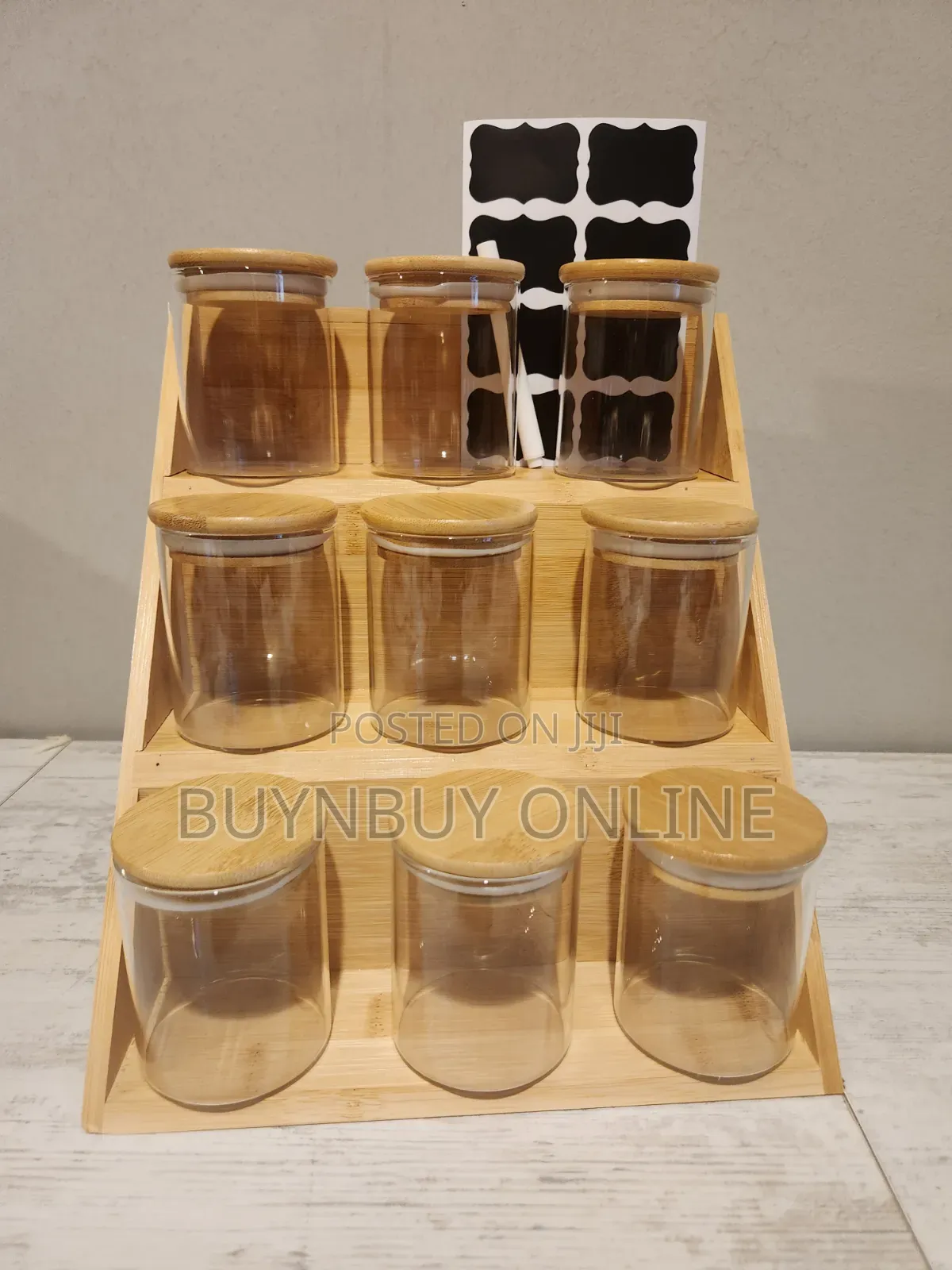9 Piece Glass Spice Jar With Spice Rack With Labels and Pen