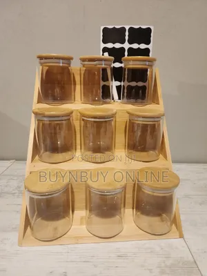9 Piece Glass Spice Jar With Spice Rack With Labels and Pen