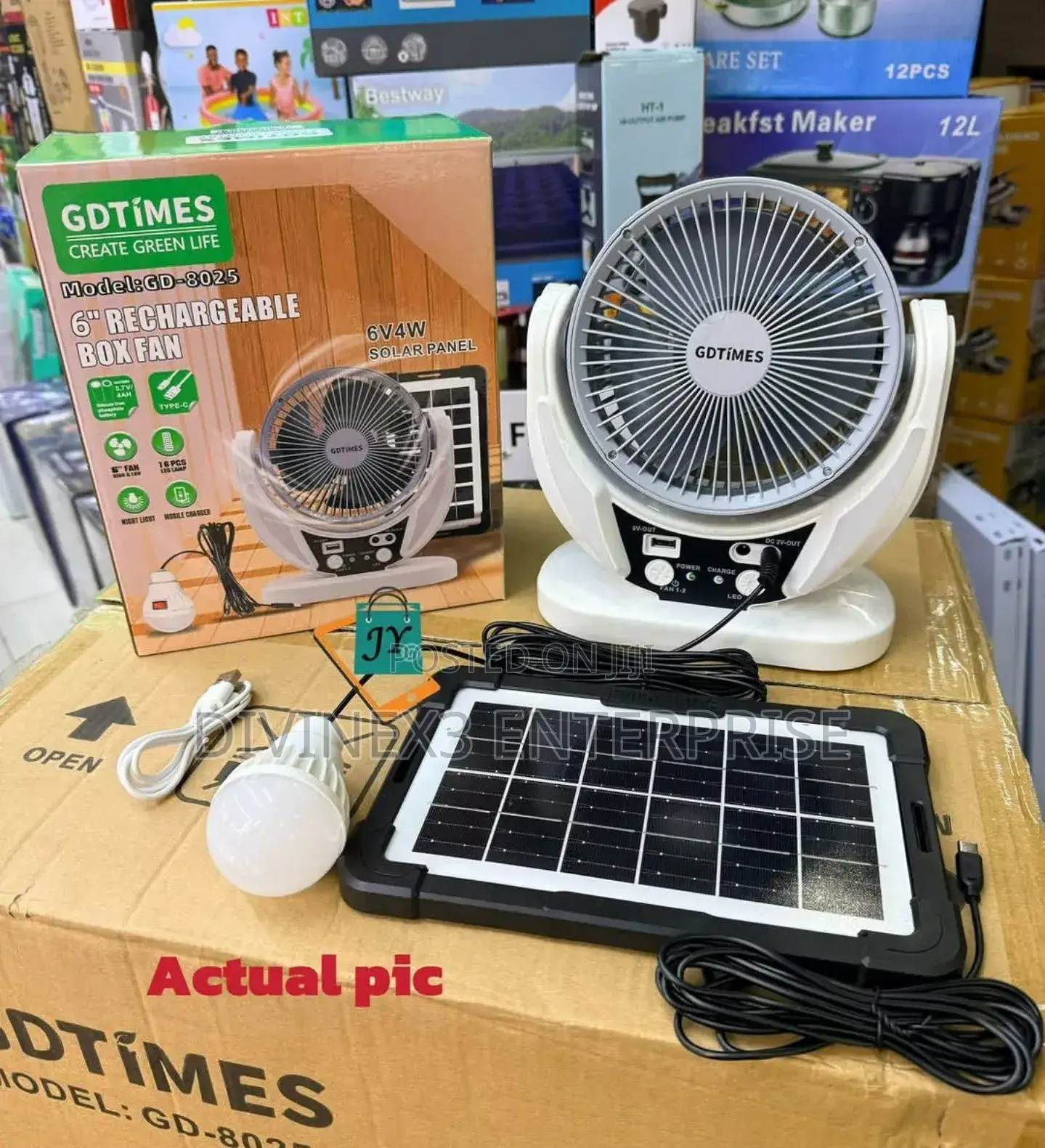 Gdtimes Gd-8025 Rechargeable Solar Fan