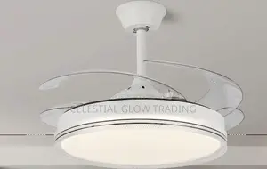 75w Modern Gold Retractable Ceiling Fan With Led Light Remote Control