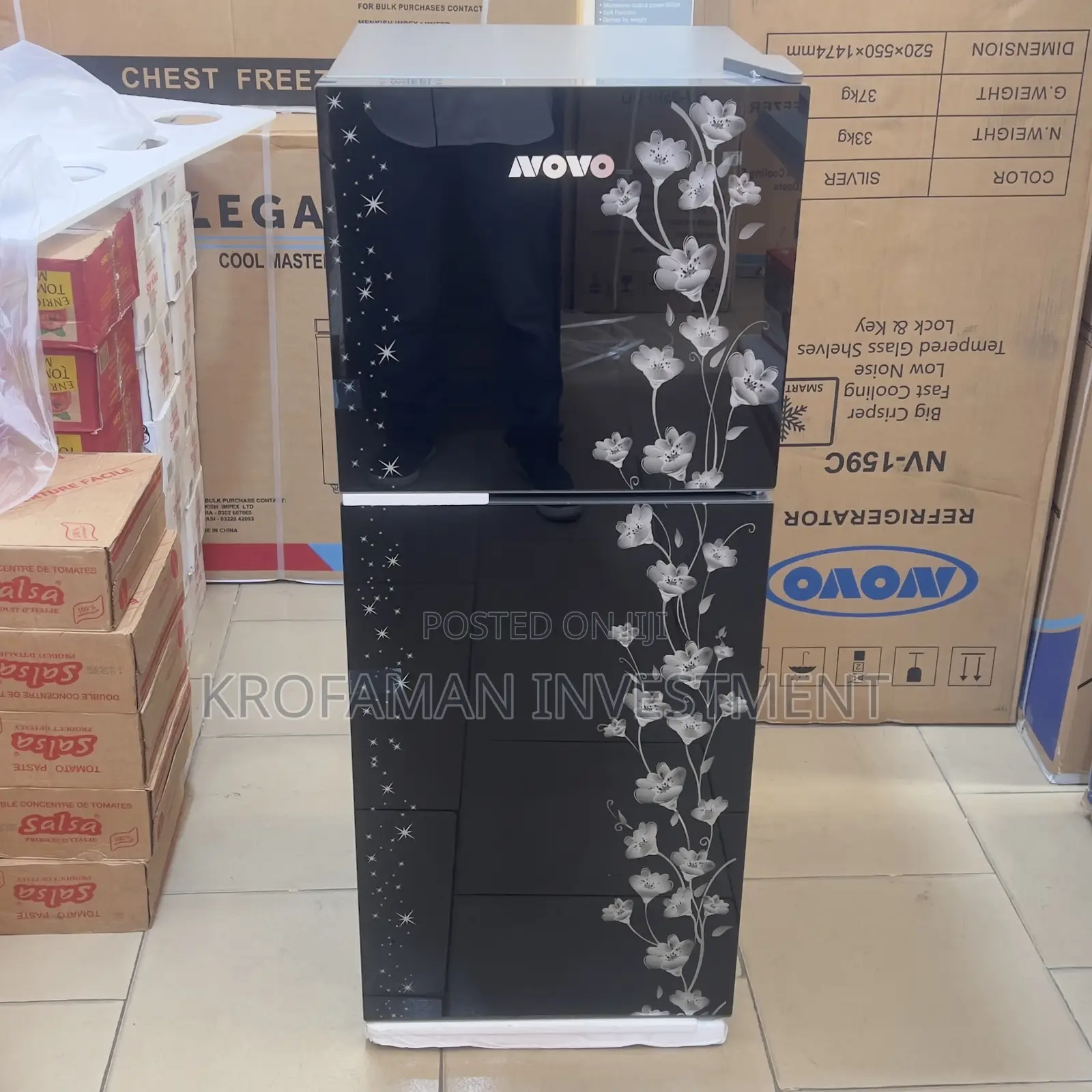 Novo 108l Double Door Fridge With Glass Finish