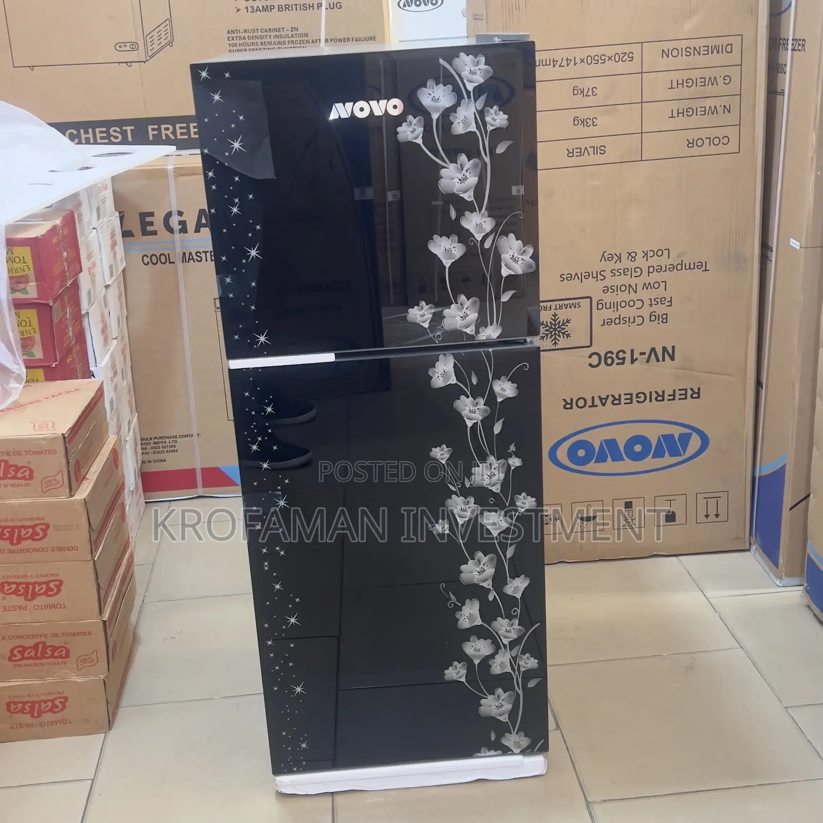 Novo 108l Double Door Fridge With Glass Finish