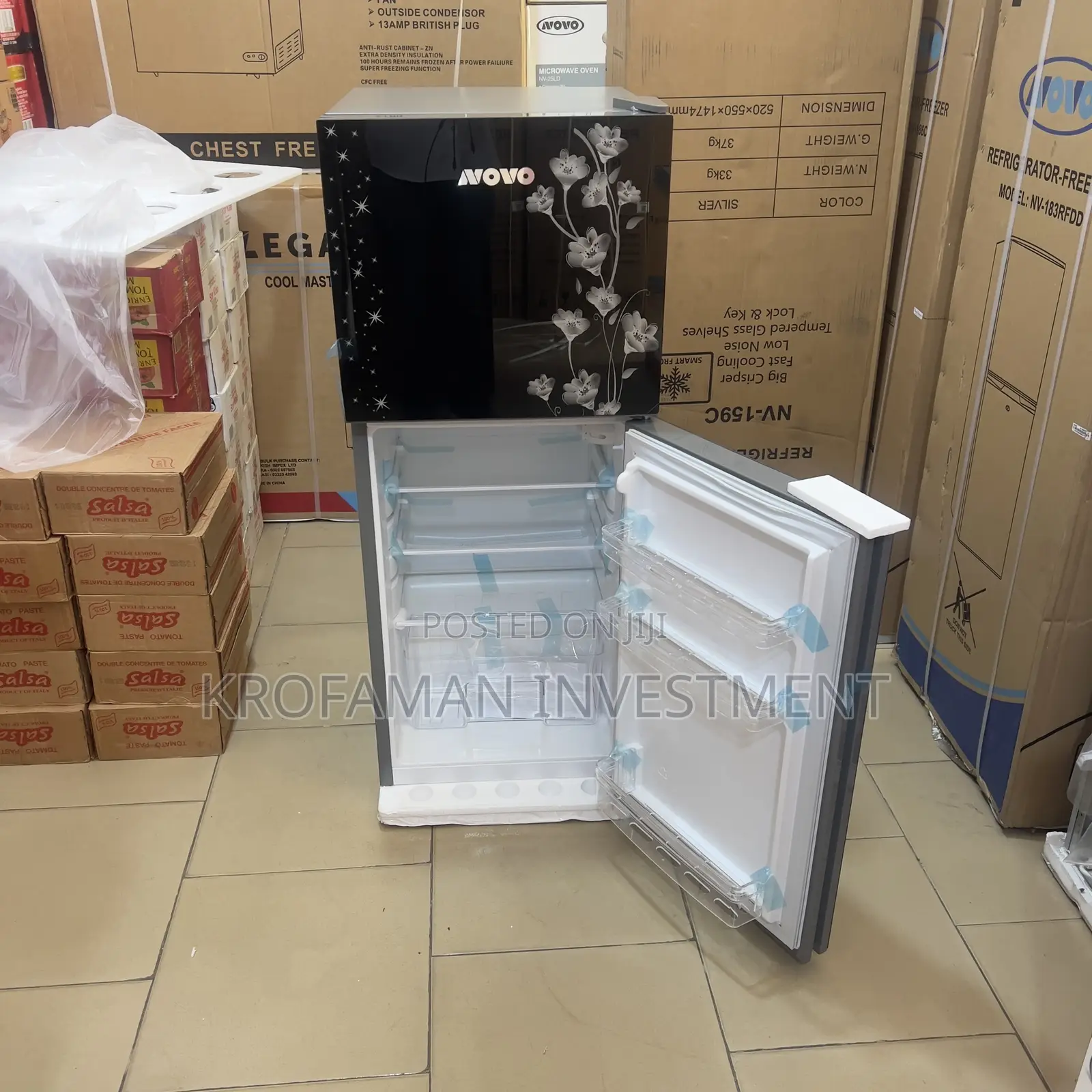 Novo 108l Double Door Fridge With Glass Finish