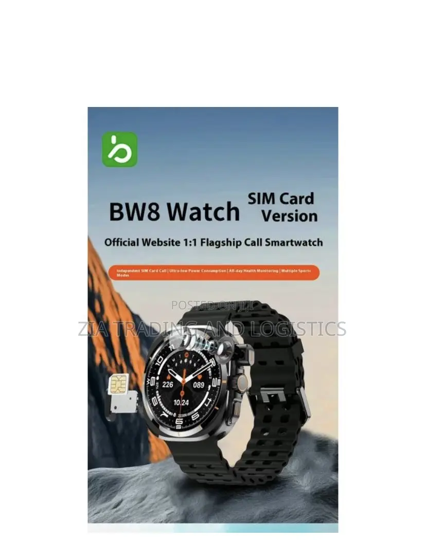 Bw8 Smartwatch With Sim Card Slot, Bluetooth Camera - Black/Pink