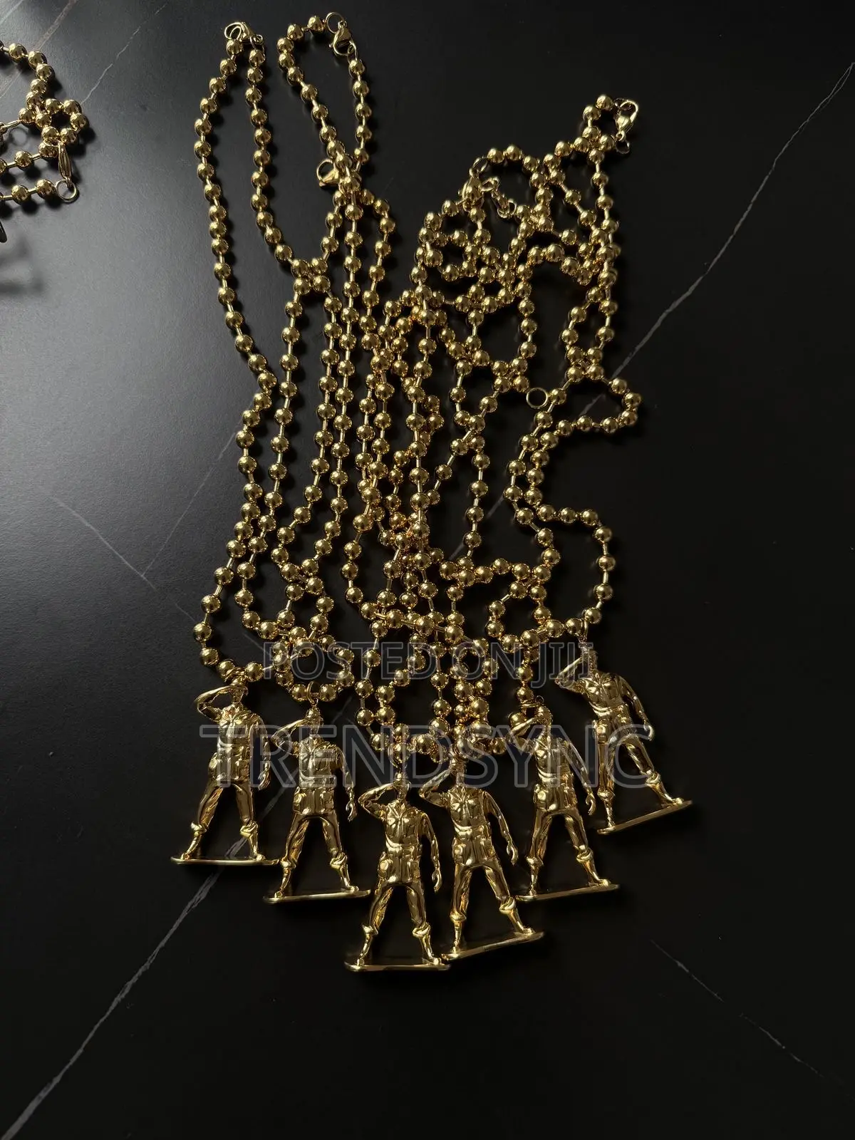 Premium Soldier Bead Steel Necklace - Urban Streetwear Gold Silver