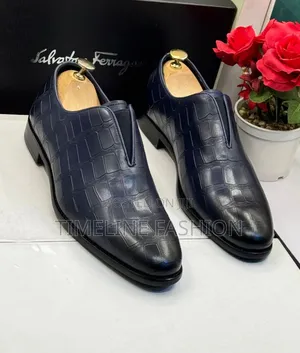 Blue/Black Salvatore Ferragamo Executive Men's Leather Shoes