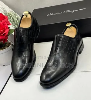 Salvatore Ferragamo Business Men's Black Leather Shoes