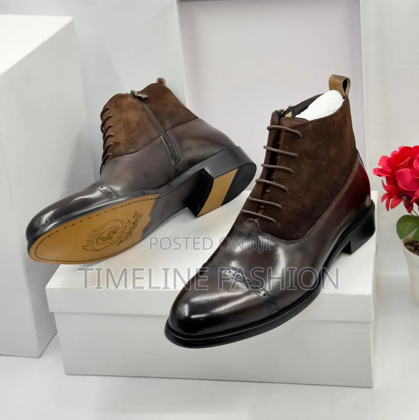 Kenneth Cole Suede Leather Coffee Brown Men's Lace Up Boots