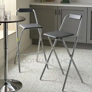 Argos Home Pair of Folding Metal Bar Stools - Black Silver