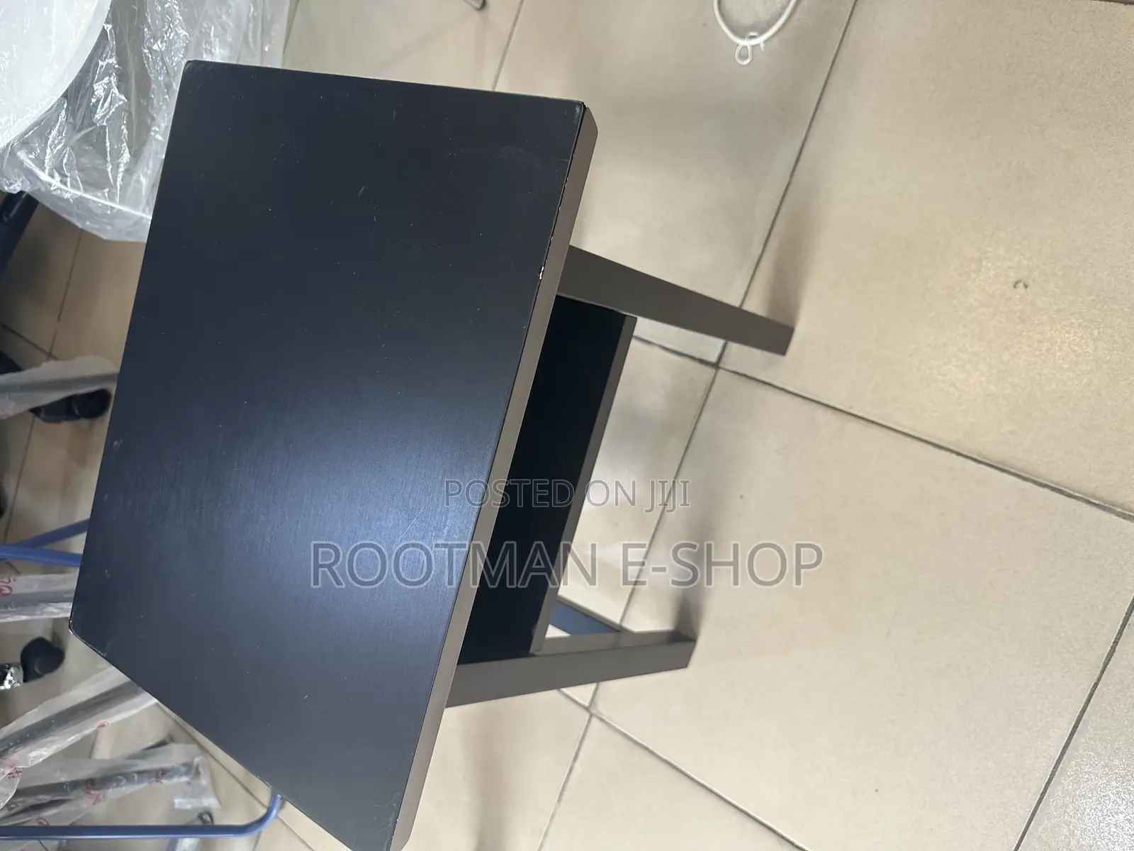 Modern Black Square End Table Featuring a Bottom Storage Sturdy Frame.