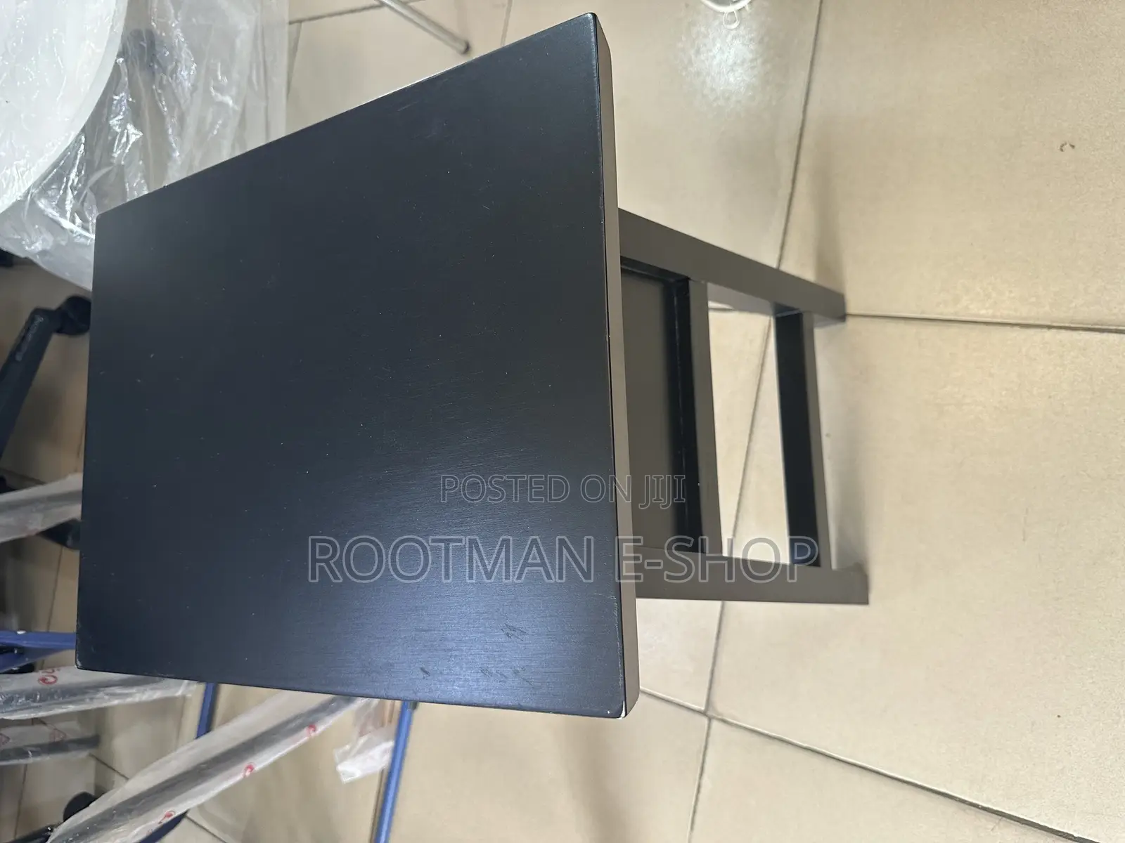 Modern Black Square End Table Featuring a Bottom Storage Sturdy Frame.