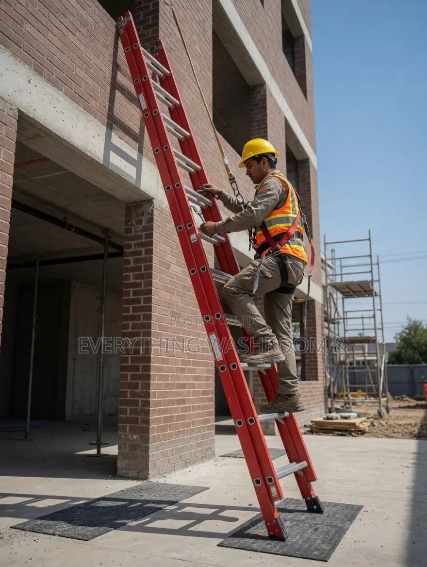 Fiberglass 12x2 Extension Ladder Heavy Duty_ Electrician Ladder 12x2