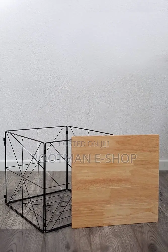 Square Folding Wire Basket for Blankets Storage Side Table