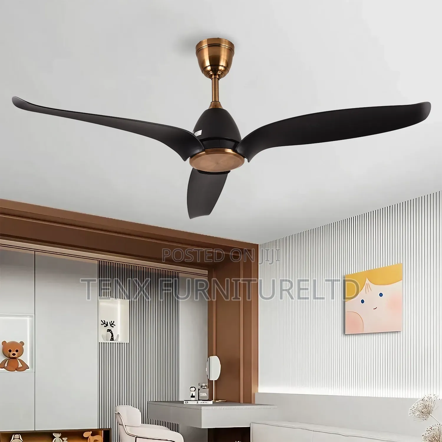Ceiling Fan Black Bird With Bronze Color