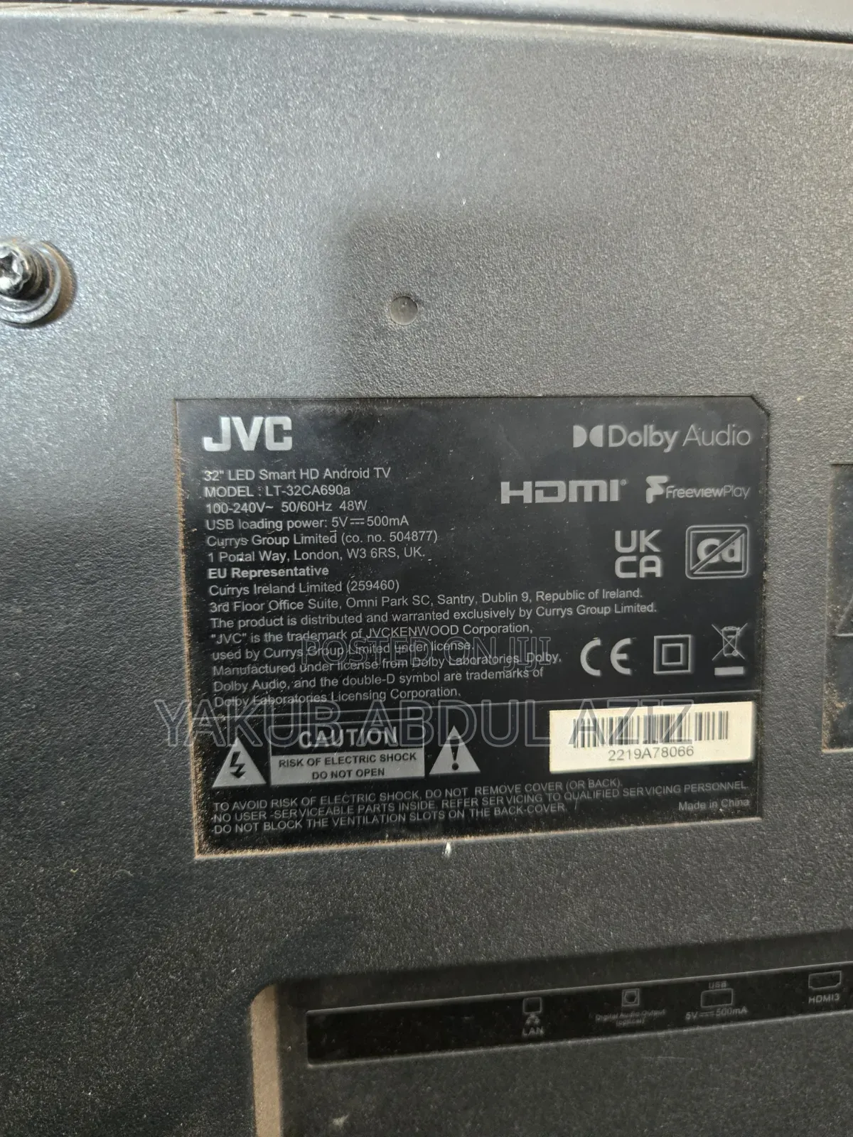 32 Inches JVC Android Digital Satellite Tv