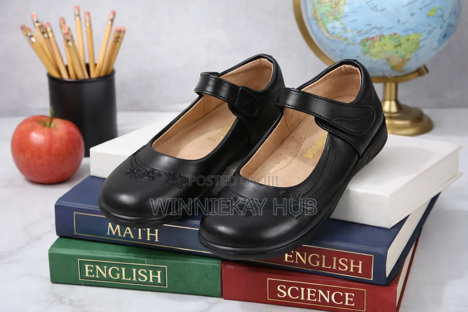Girls School Shoe With Floral Pattern