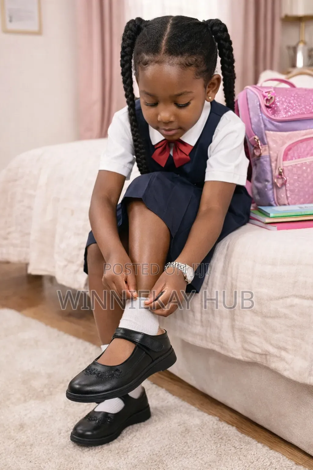 Girls School Shoe With Floral Pattern