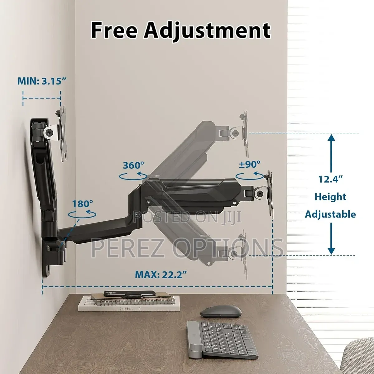 Adjustable Dual Monitor Wall Mount for 13-32" Screens, Vesa Compatible