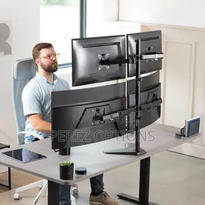 Freestanding Quad Monitor Stand Fully Adjustable With Tilt and Swivel