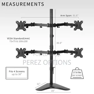 Freestanding Quad Monitor Stand Fully Adjustable With Tilt and Swivel