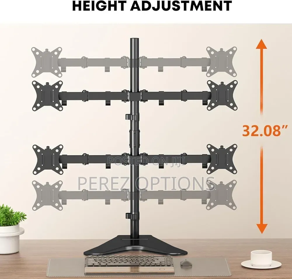 Freestanding Quad Monitor Stand Fully Adjustable With Tilt and Swivel