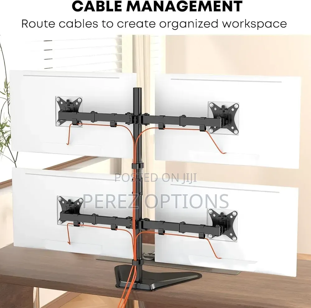 Freestanding Quad Monitor Stand Fully Adjustable With Tilt and Swivel