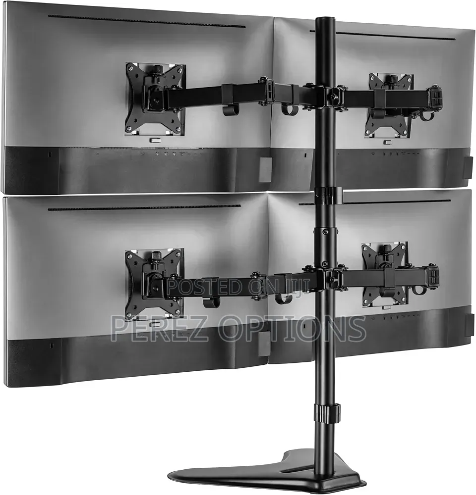 Freestanding Quad Monitor Stand Fully Adjustable With Tilt and Swivel