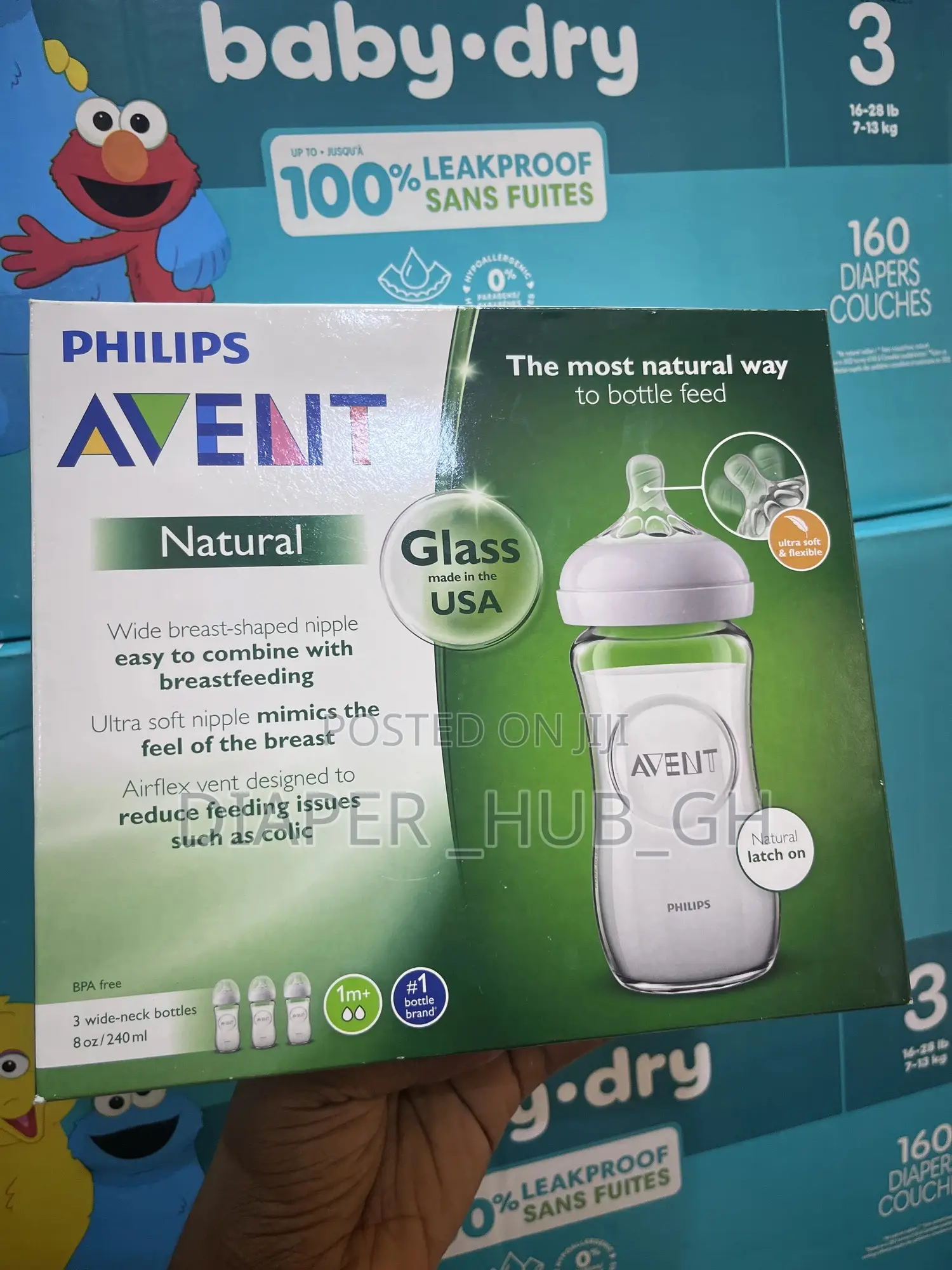 Philips Avent Natural Glass Bottle 1month Upwards240ml(8oz, 3-Pack