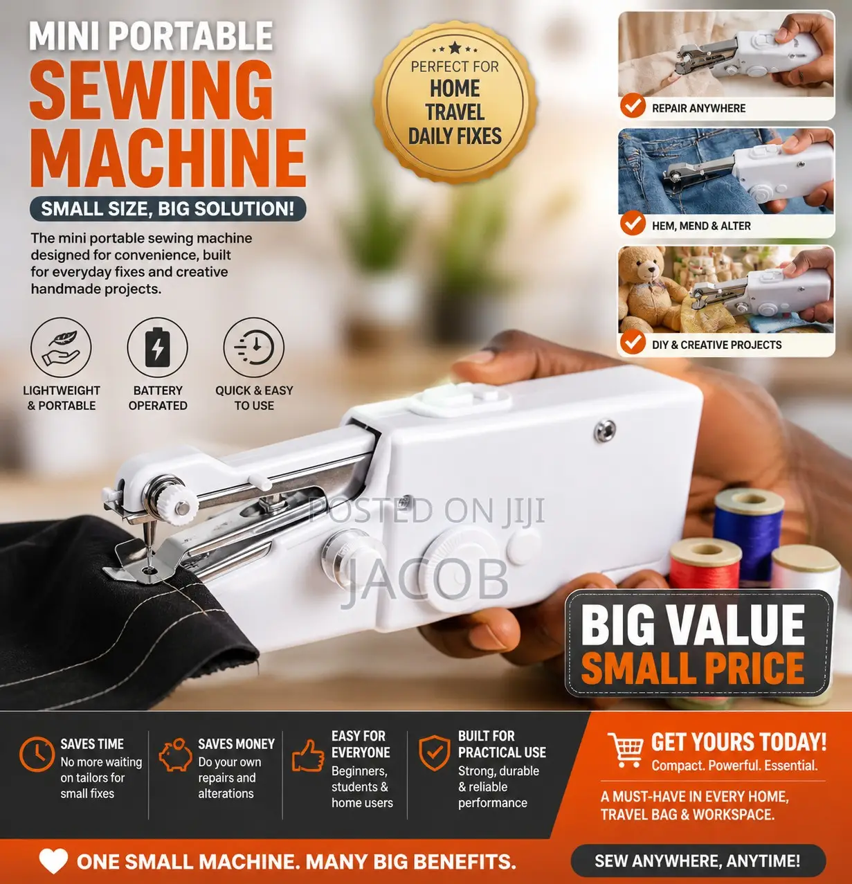 Handheld Sewing Machine Mini Portable Cordless Stitching Machine