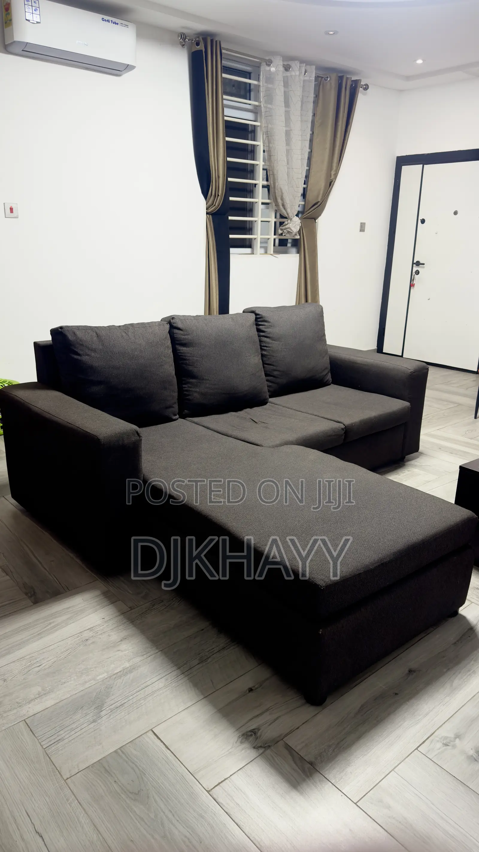 L-Shaped Sofa (Dark Grey) – Comfortable Modern