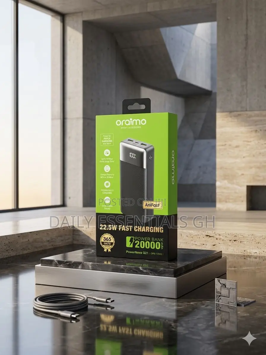 Oraimo 20000mah Fast Power Bank 22.5w – Multi-Device Charging