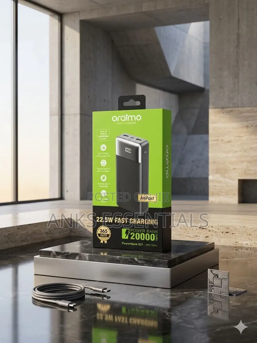 Oraimo 20000mah Fast Power Bank 22.5w – Multi-Device Charging