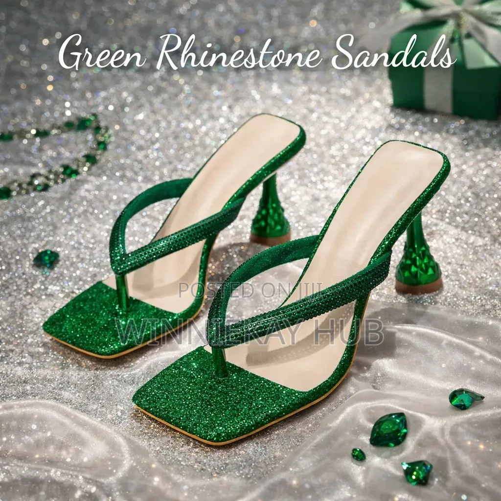 Green Rhinestone Heels