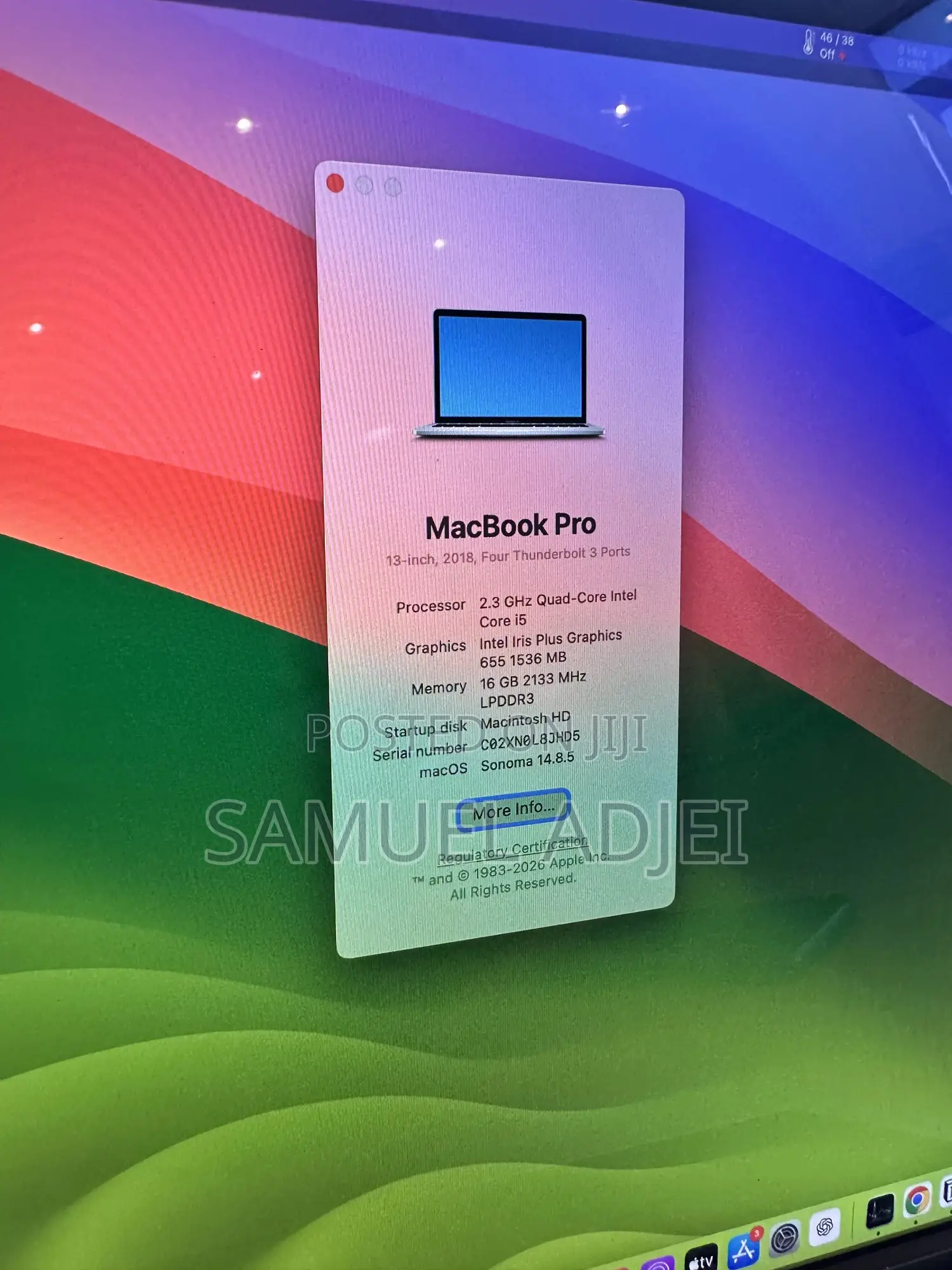Laptop Apple MacBook Pro 2018 16GB Intel Core i5 SSD 512GB