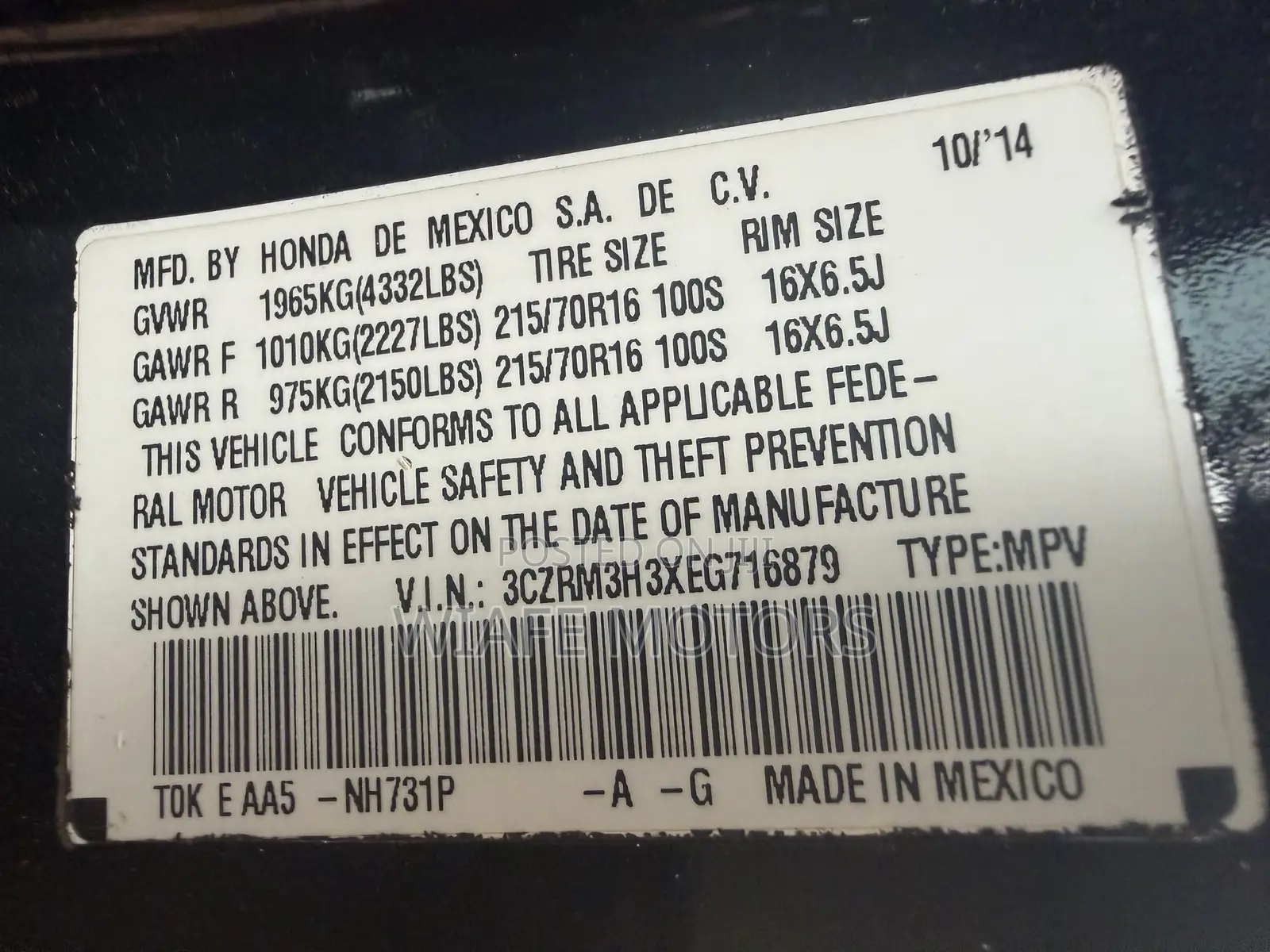 Honda CR-V EX-L 4dr SUV (2.4L 4cyl 5A) 2014 Black